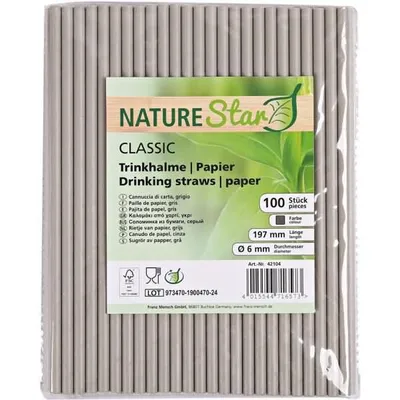 Produktbild von NATURE Star Papier-Trinkhalm Classic 197 mm grau 100 Stück