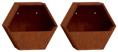 Produktbild von Wandblumenkästen, 2 Stück, aus Cortenstahl, 46 x 10 x 40 cm