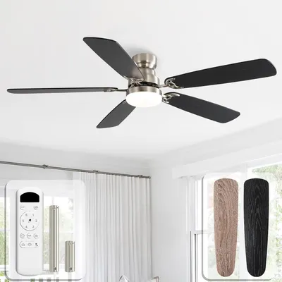 Immagine prodotto di Ventilatore a soffitto con luce, diametro 132 cm, con dimmer, ventilatore a soffitto LED, telecomando, 6 velocità, silenzioso, motore DC reversibile, timer per la camera da letto