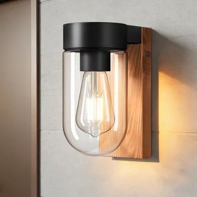 Produktbild von EDISHINE Wandleuchte Außen, Wandlampe mit Klarglas, IP44 Außenleuchte für Terrasse, Vordach und Garten, 20×8,2×13,5 cm, E27