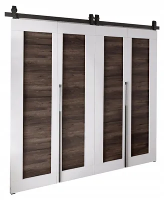 Produktbild von KierMoebel Schiebetür Komplettset QUDIO DUO M1 Weiß + Esche 192x205x3,2 cm Wohnzimmer Schiebetür