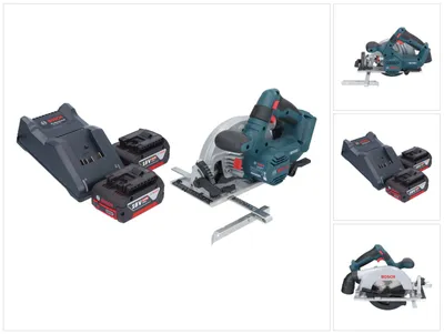 Image de Bosch GKS 18V-57-2 Professional Scie circulaire portative sans fil 18 V 165 mm Brushless + 2x batterie 4,0 Ah + chargeur