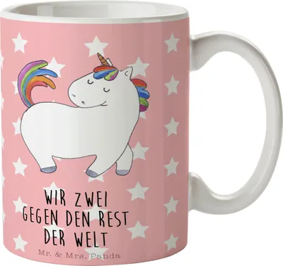 Produktbild von Mr. & Mrs. Panda Pott Einhorn Stolzieren - Rot Pastell - Geschenk, Bunt, Tasse, Reiter, Pferd, Einhörner, Teepott, Keramiktasse, Kaffeebecher, Kaffeetasse, Becher
