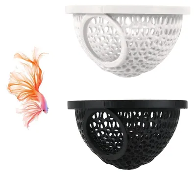 Immagine prodotto di Nascondiglio per acquario, grotta galleggiante, stampa 3D, nero/bianco, set da 2