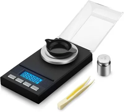 Zdjęcie produktu dla Cyfrowa waga miniaturowa, 50 g/0,001 g, precyzyjna do biżuterii i proszków, odważnik kalibracyjny 50 g.