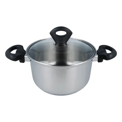Produktbild von Fleischtopf EUROHOME Universaltopf 20 cm für Induktion mit Glasdeckel - Kochtopf Edelstahl Topf für Suppen und als Bratentopf mit Deckel