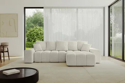 Produktbild von ALTDECOR Ecksofa mit Schlaffunktion und Bettkasten ENIL-L 297x189x68 cm  Cremeweiß - Corner Sofa Eckcouch Couch L-Form  Schlafcouch Ausziehbar Wohnlandschaft
