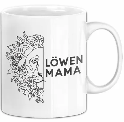 Zdjęcie produktu dla Kubek na Dzień Matki – zabawny pomysł na prezent z napisem „Mama” i lwem (biały)