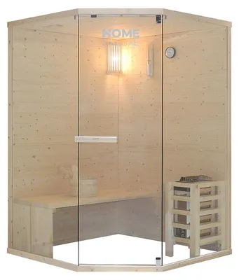 Produktbild von HOME DELUXE - Traditionelle Sauna ARUNA L - Maße: ca. 130 cm × 130 cm × 190 cm, Holz: Fichtenholz, 8 mm klares Sicherheitsglas - inkl. Saunaofen und Saunazubehör