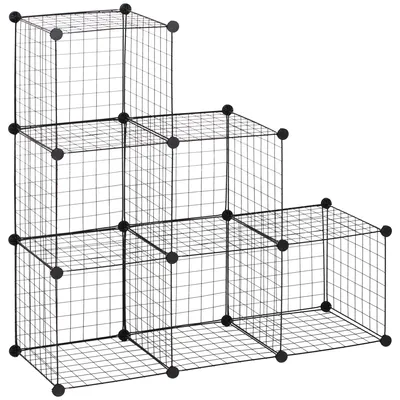 Immagine prodotto di Scaffale a cubo in metallo – Sistema di stoccaggio modulare | Colore: nero | Dimensioni: 109x37x109 cm