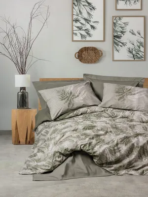 Produktbild von L'Essentiel Linge de Maison, Frond - Khaki, Einzelbett-XXL-Bettbezug-Set (DE), Khaki, 100 % Baumwolle, 155 x 155 cm