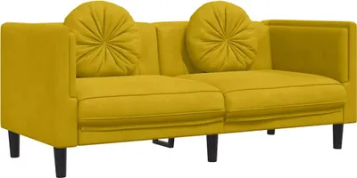 Produktbild von vidaXL Sofa mit Kissen 2-Sitzer Gelb Samt