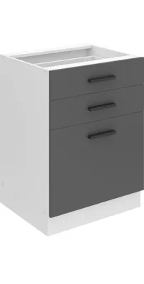 Produktbild von Belini Unterschrank Küche, Küchenunterschrank 60 cm Breite. SDSZ Küchenunterschrank ohne Arbeitsplatte. Küchenschrank mit Schubladen, Silber matt