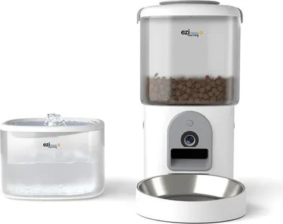 Image de Distributeur de croquettes et fontaine à eau 5w blanc - E.ziclean - NUTRIBOTCAM+X -