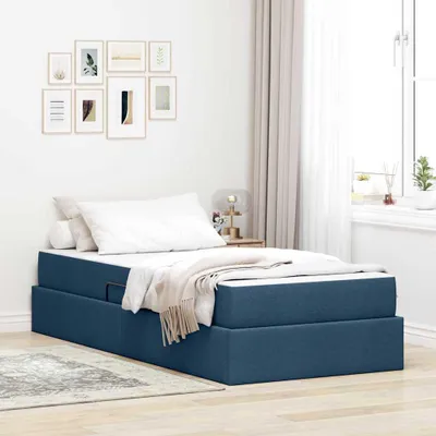 Produktbild von vidaXL Aufbewahrungsbett mit Matratze Blau 100 x 200 cm Polyester
