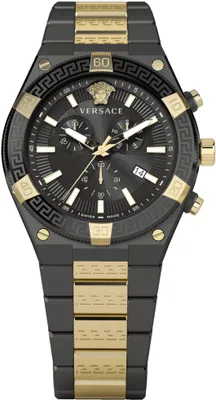 Produktbild von Versace VESO00722 V-Sporty Greca Chronograph schwarz gold Stahl Herren Uhr NEU