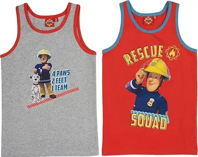 Zdjęcie produktu dla United Labels Strażak Sam kamizelka dla chłopców dziecięca koszulka tank top bielizna szary/czerwony 98/104 (2 sztuki)