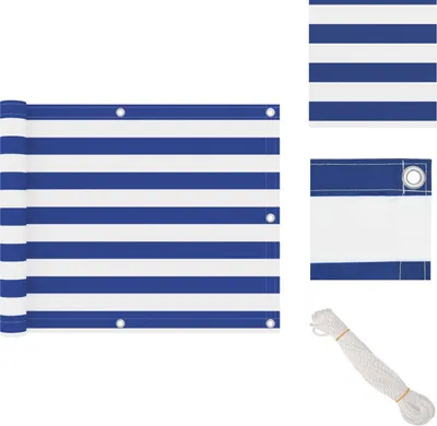 Obrázek produktu pro vidaXL Balkonová zástěna bílo-modrá 75x600 cm Oxford tkanina - Slunečníky a clony proti slunci