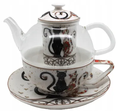 Produktbild von Queen Izabell Tea for One Set W23CT571-04549 Katzen Porzellan