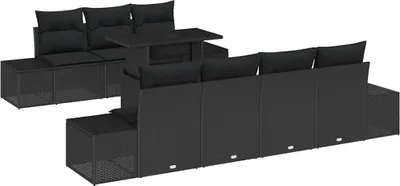 Immagine prodotto di vidaXL Set di divani con cuscini 8 pezzi nero Poly-Rattan