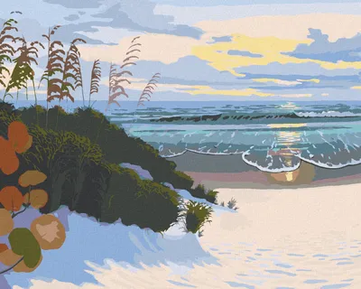 Produktbild von Zuty - Malen nach Zahlen - STRANDEINGANG UND SONNENUNTERGANG (ROBERT JOHNSON), 40x50 cm, ohne Keilrahmen