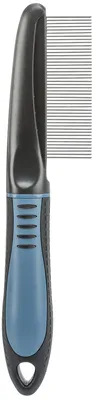 Produktbild von TRIXIE Kamm mit feinen Zinken, für Deckhaar und Unterwolle, gummierter Kunststoffgriff, 22 cm, schwarz/blau