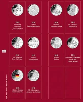 Produktbild von SAFE 7344-2 Münzblatt mit Vordruck für 20 Euro-Münzen 2018/2019