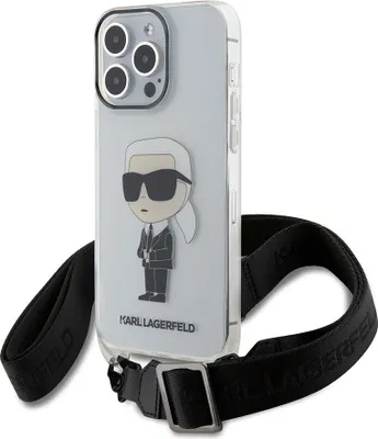 Obrázek produktu pro Pouzdro na zadní stranu telefonu iPhone 15 Pro Max od Karla Lagerfelda – IML IKONIK CROSSBODY – průhledné