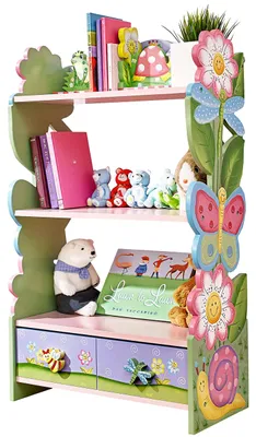 Imagen del producto de Estantería de madera grande para niños, con temática de jardín mágico