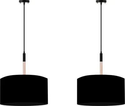 Produktbild von KONSIMO 2er Set Hängelampen im skandinavischen Stil "PLISO", Schwarz, Stoff