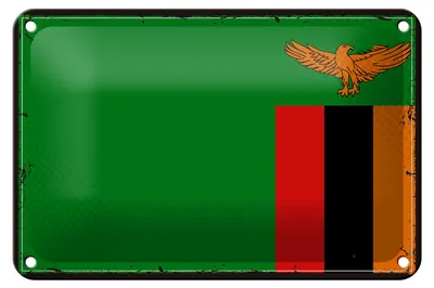 Produktbild von Blechschild Flagge Sambias 18x12cm Retro Flag of Zambia Dekoration