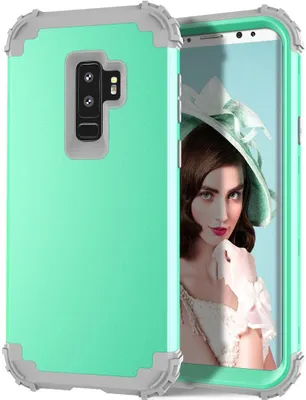 Produktbild von Galaxy S9 Plus Hülle, LaimTop Heavy Duty 3 in 1 Hybrid Hart PC Flexibel TPU Silikon Stossfest Kratzfest Tasche Schutzhülle für Samsung Galaxy S9 Plus Minzgrün