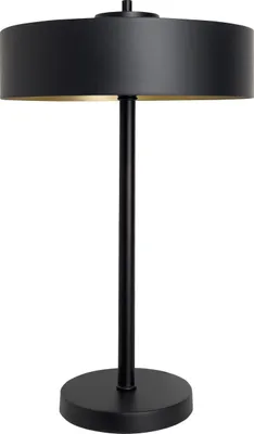 Produktbild von Tischlampe Messing Gusseisen Ø 30 cm rund 49 cm hoch in Schwarz matt Gold E14 2-flammig Retro Design