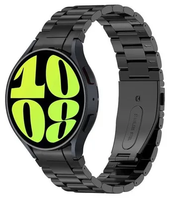 Produktbild von By Qubix Edelstahlarmband mit Anschlussknopf  - Schwarz - passend für Samsung Galaxy Watch 4 - 40 mm & 44 mm