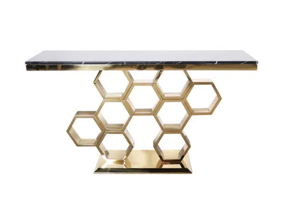 Produktbild von Modig M19G Konsole Gold mit Schwarzer Marmor-Optik 150x40x80 cm