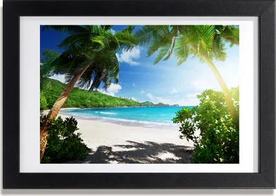 Produktbild von Bild 30x20 MDF-Rahmen, Wandkunst Seychellen-Strand