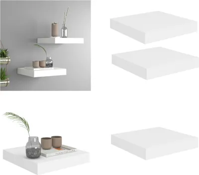 Obrázek produktu pro vidaXL Plovoucí police 2 ks. Bílá 23x23,5x3,8 cm MDF - Nástěnná police - Nástěnné police - Plovoucí nástěnná police - Plovoucí nástěnná police