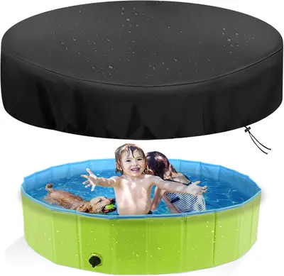 Produktbild von Hundepool Abdeckung 160cm Mit Gummiband, Abdeckung für Hundepool fur Große Hunde, Reißfestes 210D Oxford-Gewebe wasserdichte Staubdichte UV-beständiges (ø 160cm)