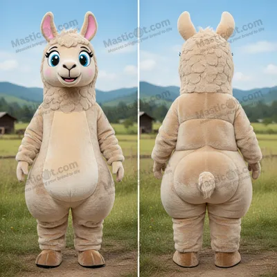 Produktbild von Beiger MASTICOT flauschiger Lama-Maskottchen-Anzug