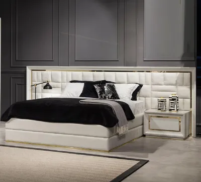 Produktbild von Luxus Möbel Bett 160x200 cm Doppelbett Möbel modernen in Weiß Bettgestelle