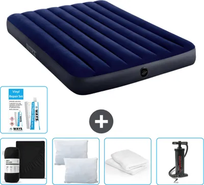 Produktbild von Intex Airbed - Doppelbett - 137 x 191 x 25 cm - Blau - Im Lieferumfang enthalten Spannbettuch - Küssen - Pumpe - Reperaturset en Kissenschutz