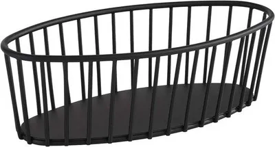 Produktbild von Famanu Metallkorb 21 x 10 x 7 cm – Stapelbarer Obst- und Brotkorb (schwarz)