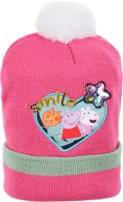 Produktbild von Peppa Wutz Pig Kinder Mädchen Winter-Mütze Strick Bommelmütze  , Farbe:Pink, Größe:52