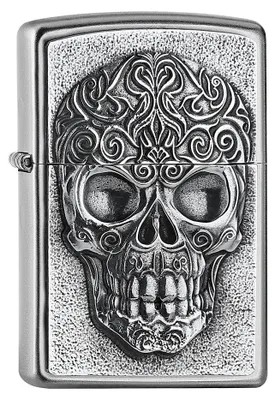 Produktbild von Zippo Sturmfeuerzeug - The Skull, Satin Chrome, Emblem - Nachfüllbar - Wiederver