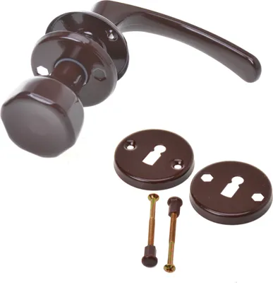 Produktbild von Aqbau® Türdrücker mit Türknopf & rosette BB | Knopfdrücker | Türknauf | Knauf (Braun)
