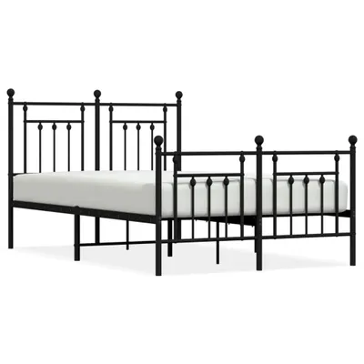 Image de vidaXL Cadre de lit avec tête et pied de lit en métal noir 135x190 cm