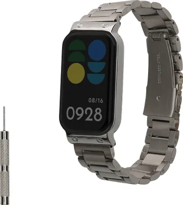 Produktbild von kwmobile Edelstahl Uhrenarmband kompatibel mit Xiaomi Smart Band 8 Active / Redmi Band 2 Ersatz Armband - Ersatzarmband für Smartwatch - 14 - 22 cm