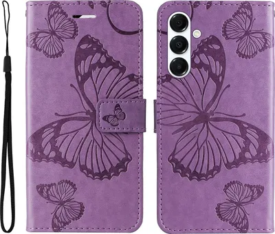 Produktbild von Mobigear Butterfly  Samsung Galaxy A26 Hülle Klapphülle Geldbörse - Lila