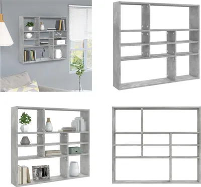 Immagine prodotto di vidaXL Scaffale a muro grigio cemento 90x16x78 cm a base di legno - scaffale a muro - scaffale a muro - scaffali - mensole