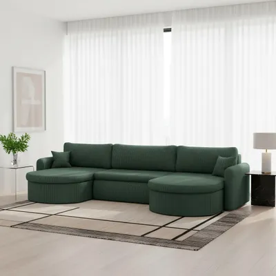 Produktbild von Wohnlandschaft Sofa mit Schlaffunktion FELIZ Stoff Poso Grün